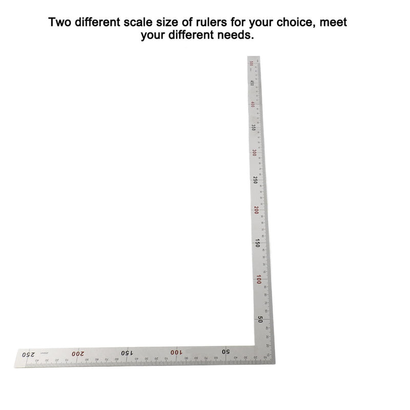 [Australia - AusPower] - 90 Degree Right Angle Finder L Ruler 24 inch Ruler Stainless Steel Easy Read Measurement Layout Template Tool(500mm*250mm) 