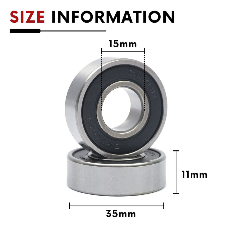 [Australia - AusPower] - 10 PCS 6202-2RS Double Rubber Sealed Bearings 15x35x11mm, Deep Groove Ball Bearings 15x35x11mm, Deep Groove Ball Bearing ABCE-3 Pre-Lubricated, Chromium Bearing Steel (6202-2RS, 10) 