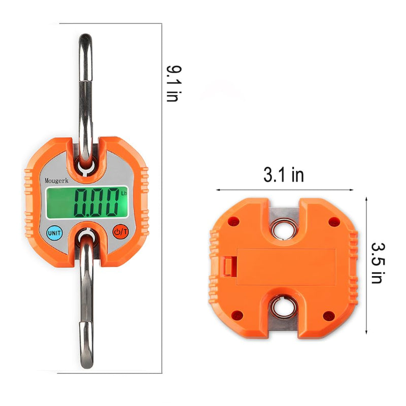 [Australia - AusPower] - Digital Hanging Scales Portable Heavy Duty Crane Scale 150 kg 300 lb 2 AAA Batteries(Not Included) (Orange) Orange 