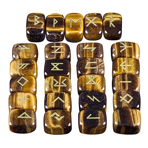 mookaitedecor Rune Stones & 6 Facted Crystal Pendulum with Mat #1-yellow