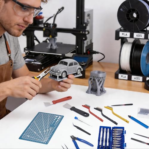 3D Printer Tool Kit 43Pcs, All-in-One 3D Printer Maintenance Tool Kit with Deburring Tool, Cleaning Needles, Files, Pliers and Scrapers, Professional 3D Printing Accessories