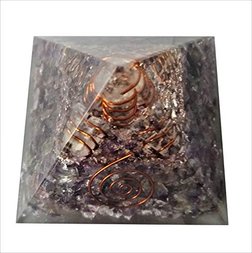 Purpledip Amethyst Orgone Pyramid with Crystal Quartz Energy Rod: Good Luck Healing Charm, Divine Spiritual Crystal Stone (11509)