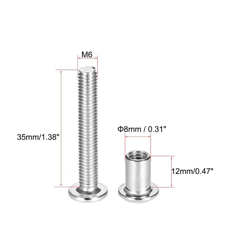 [Australia - AusPower] - uxcell Screw Post Fit for 5/16"(8mm) Hole Dia, Male M6x35mm Belt Buckle Binding Bolts Leather Fastener Stainless Steel 5 Sets 35mm 