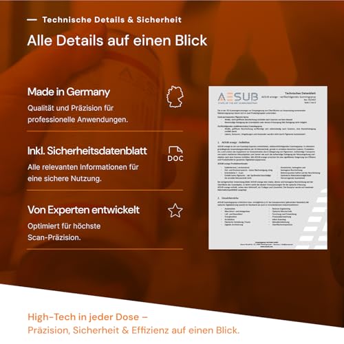 AESUB Orange 3D Scanning Spray - 400 ml Self-Volatilising Scan Spray with Long Durability, Pigment-Free & Residue-Free, for Precise 3D Scans in Long Measuring Campaigns, Made in Germany