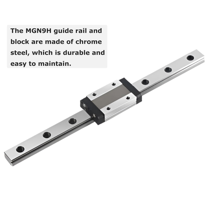 Linear Rail Guide MGN9 450mm Length Miniature Linear Sliding Guideway with 1PCS MGN9H Stainless Steel Carriage Block for CNC Machine and 3D Printer 450mm/17.71 inches 1