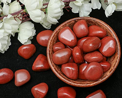 ZAICUS 1lb Red Jasper Tumbled Stones | Polished Crystals Healing | Natural Stones | Feng Shui | Chakra Balancing | Good Luck | Reiki Gift | Home Decor | Size 20-25 mm Red Jasper Tumble 1 Lb