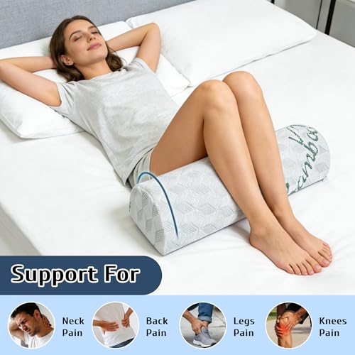 Green LVYSHOW semi roll leg pillow for knee support, a comfortable under knee positioner pillow for leg alignment.