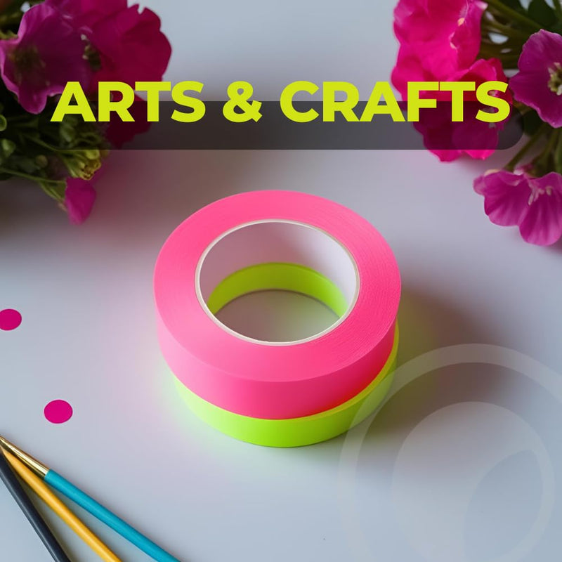 WOD GTMC12F Fluorescent Multi-Color Rainbow Gaffer Tape, 3/4 inch x 25 yds. (4-Rolls) Gym School Pack Floor Marking Tape, Secures Cables, & No Sticky Residue 3/4 Inch - 4 Pack