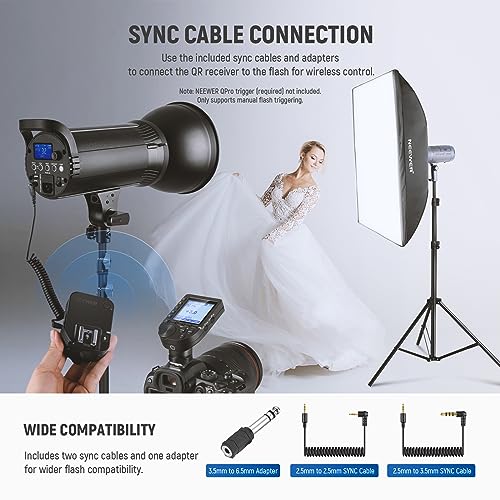 NEEWER QR 2.4G Wireless Flash Receiver for NEEWER QPRO-C, QPRO-N, QPRO-S Triggers, Single Contact with 2.5mm Sync Port, Hot Shoes, 1/4" Thread, Compatible with Godox Yongnuo NEEWER Vision4 S101 NW700