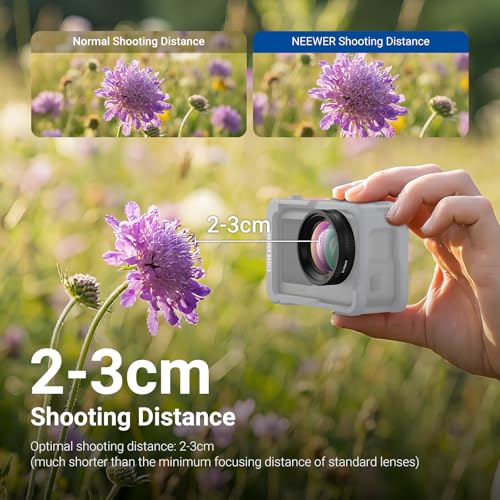 NEEWER Macro Lens Compatible with DJI Osmo Action 6 Only, Action Camera Close Up Photography Accessories with 2X Magnification, 2 Elements 1 Group, 2-3cm Focus Range, LS010