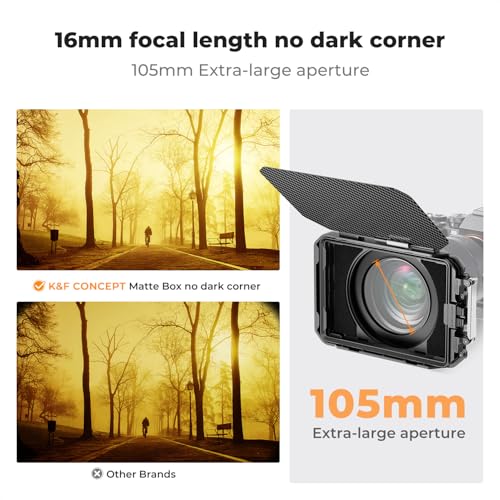 K&F CONCEPT Matte Box with Carbon Fiber Top Flag, with 5pcs Adapter Rings