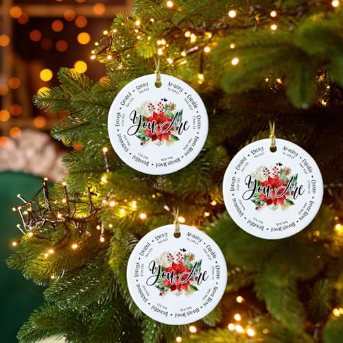 Christian Christmas Ornaments Family, Christian Decorations for Home, Spiritual, Religious Decor Bible Verse Faith Flower Rose Ornament Christmas God Jesus Gifts Orn-98-christian