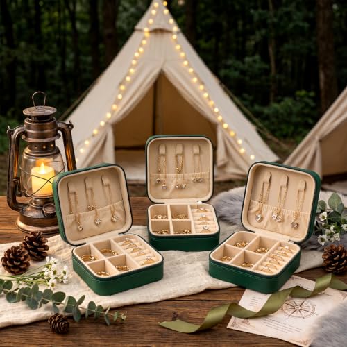Nosiny 8 Pack Small Travel Jewelry Box - Green Bachelorette Party Gifts