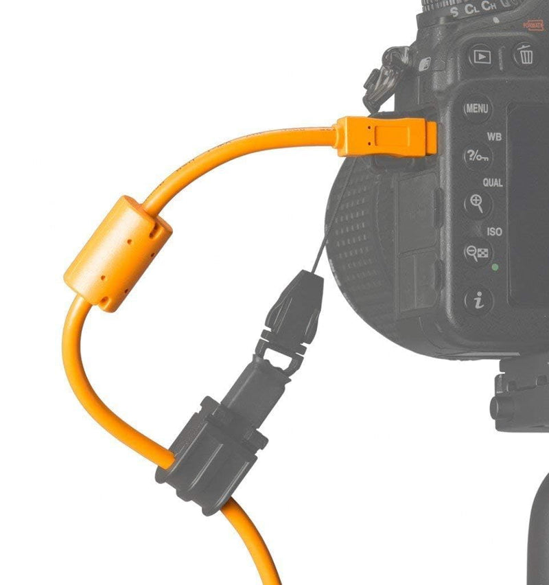 Tether Tools TetherPro USB 2.0 to Mini-B 8-Pin Cable | for Fast Transfer Between Camera and Computer | High Visibility Orange | 15 Feet (4.6 m) 15 Feet (4.6 m) 1