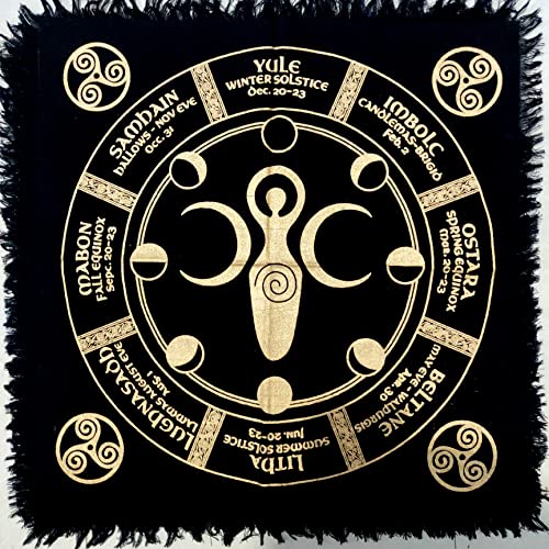 INDIAN CRAFT CASTLE Altar Cloth Tapestry Table Napkin Cloth Witchery Supplies Home Decor Wall Art Spiritual Witchcraft Cotton Square Tarot Table Cover Moon Phases Goddess 18 x 18 Inches 18" x 18" (Square) Moon Goddess