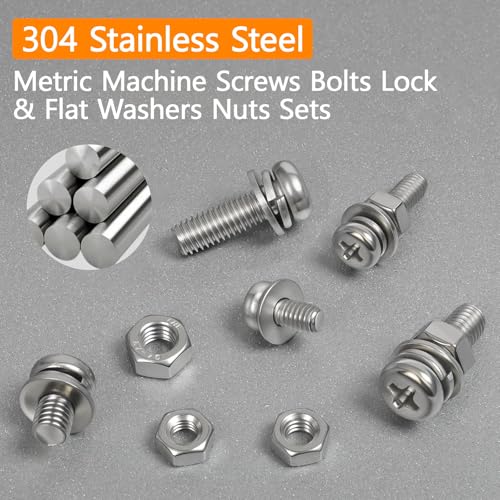 AvrestYPT 584-piece metric screw assortment kit with stainless steel M2-M5 round screws, nuts and bolts