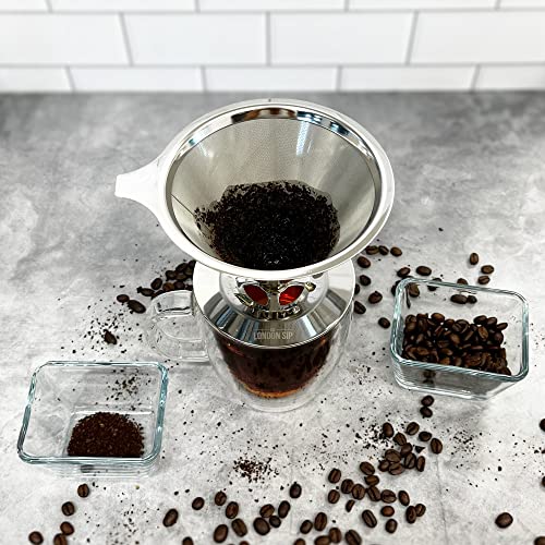 The London Sip Stainless Steel Coffee Dripper Pour Over Coffee Maker, Coffee Slow Brewing Accessories for Home, 1-4 Cup (Pack of 2) 1-4 Cup (Pack of 2)
