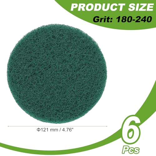 Power Scrub Pads, Scrubbing Pads 180 Grits Scouring Discs - Fitting for (Home Kitchen Cleaning - Drill Attachment - Scrubber Replacement) 6 Pcs & 5 Inch & Green