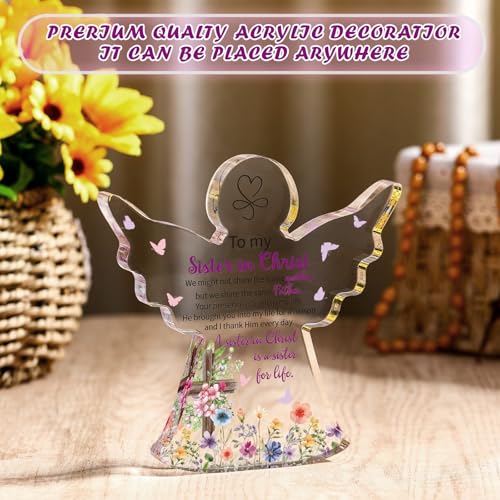 Gerrii Christian Gifts Women Angels Spiritual Desk Decor, Sister in Christ Sister in Christian