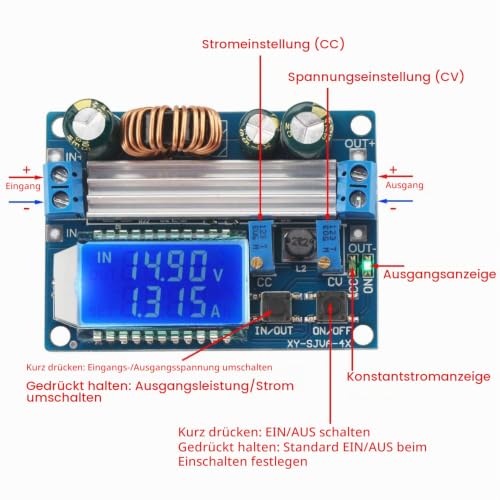 ARCELI Buck Boost Converter Display, Buck Boost Board DC 5.5-30V 12V to DC 0.5-30V 5V 24V Adjustable Constant Current Voltage Step Up Down Voltage Regulator 3A 35W Power Supply Module