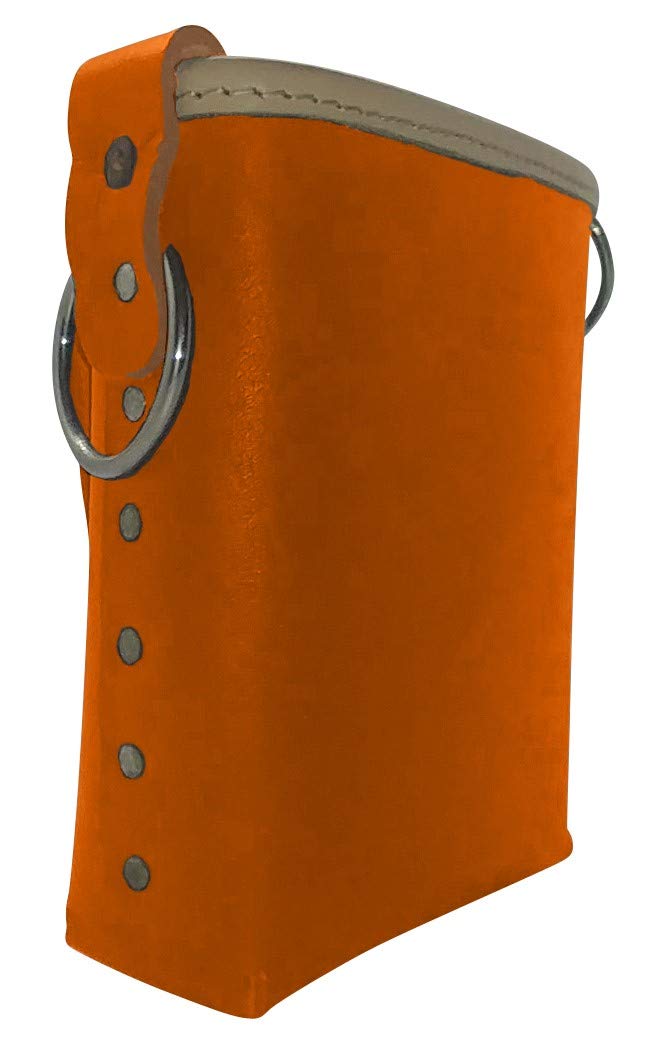 3875-ORN Bolt Bag with 2 Spud Wrench Holders, Wide Mouth | Ironworker Bolt Bag | Premium, Ultra Durable Buffalo Leather | Commercial Grade Sliding Tool Belt Accessory | Medium Size Pouch