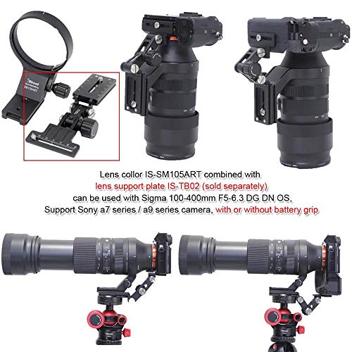 82mm Tripod Mount Ring Lens Collar Compatible with Sigma 105mm f/1.4 DG HSM Art & 100-400mm f/5-6.3 DG DN OS, Lens Support Holder Bracket Bottom is Arca-Swiss Fit Quick Release Plate Dovetail Groove