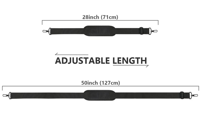 [Australia - AusPower] - Ytonet Shoulder Strap, 52" Universal Adjustable Padded Laptop Shoulder Strap Replacement Comfortable Belt with Metal Hooks for Laptop Messenger Crossbody Bag Luggage Duffel Camera, Black 