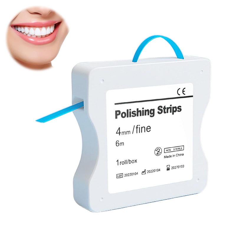 Tooth Sandpaper Dental Polishing Strips Size Rough - 60μm Size of Grains - 4 mm Width - 6 m / Rolls/Box, Resin Tooth Polishing Interdental Sanding Tool (Blue)