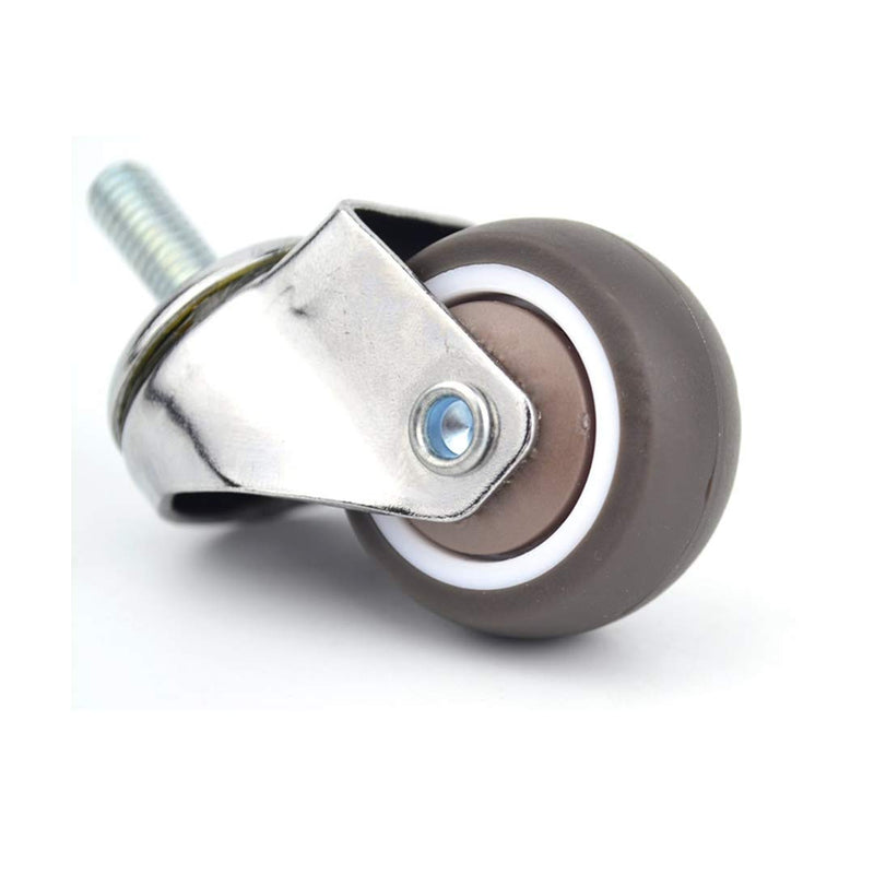 [Australia - AusPower] - 4-Pack 1 Inch Small Tiny Shopping Cart Wheel Swivel Caster Wheels Soft Rubber TPE M6x 15mm Mini Threaded Stem Caster Wheel, 33lb/15kg Load Capacity 