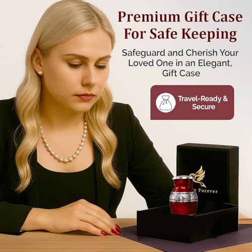 Graceful Small Urns for Human Ashes Keepsake – Elegant Cremation Urn for Cherished Memories – Tiny Urn Keepsakes – Mini Urns for Human Ashes (Red, Set of 4) Red