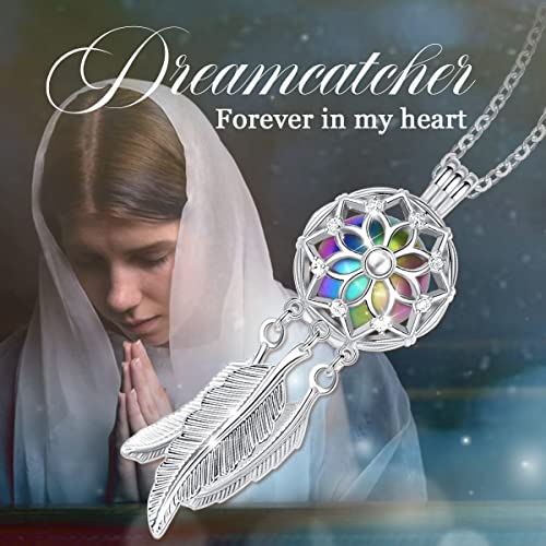 Urn Necklace for Ashes Cremation Jewellery for Ashes Necklaces Dreamcatcher Pendant for Ashes Keepsake Necklace Funeral Memorial Gift for Human Pets, 61cm