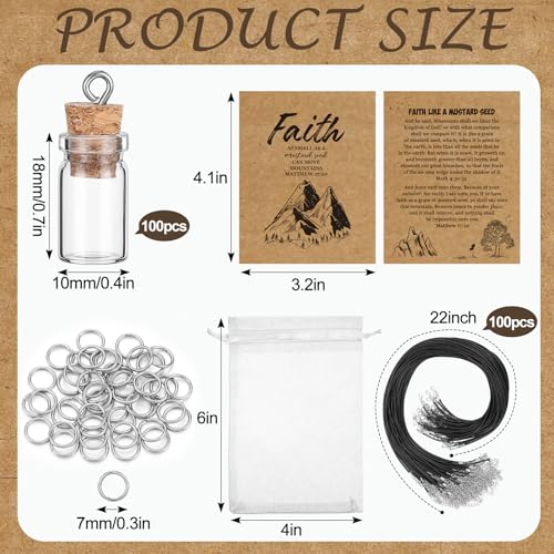 Teenyyou 50 Pack Mustard Seed Necklace DIY Mini Glass Jars Bulk,Classic Classic