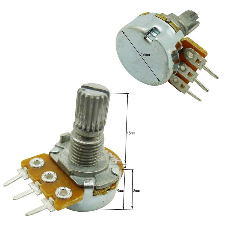 [Australia - AusPower] - Aihasd B10K 10K Ohm Adjustment Single Linear Rotary Taper Potentiometer Shaft 15 mm Pack of 10 