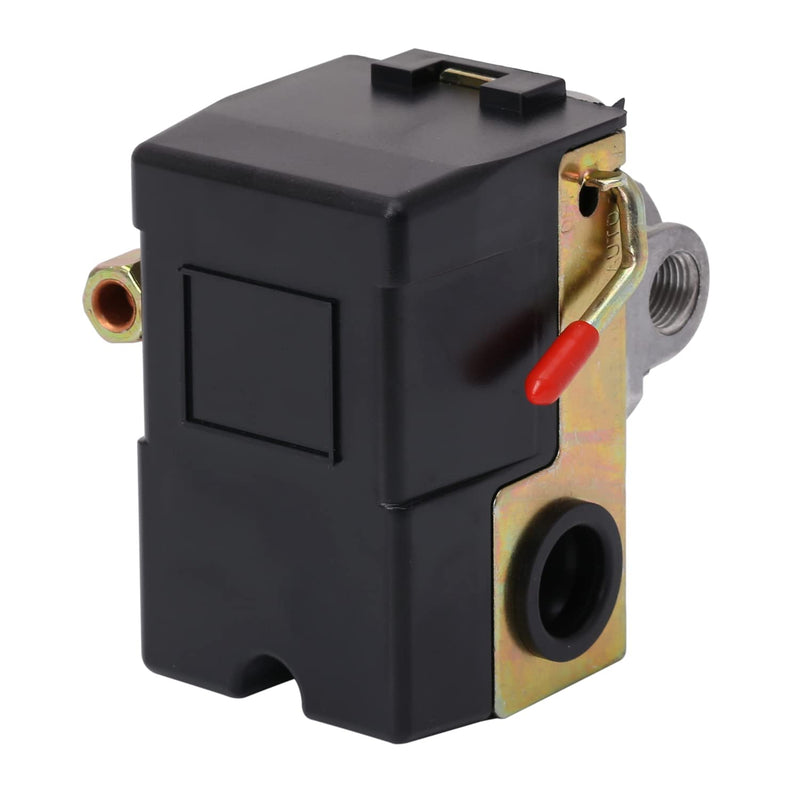 Air Compressor Pressure Switch 95-125 PSI 4 Port 1/4" NPT with Unloader Valve & On/Off Lever