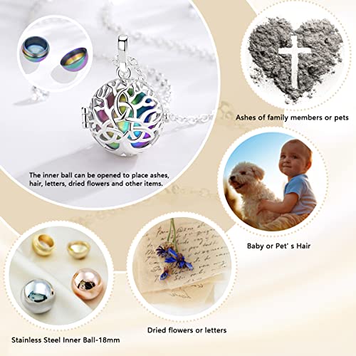 EUDORA Urn Necklace for Ashes Cremation Jewellery for Ashes Necklaces Celtic Knot Tree of Life Pendant for Ashes Keepsake Necklace Funeral Memorial Gift for Human Pets, 61cm