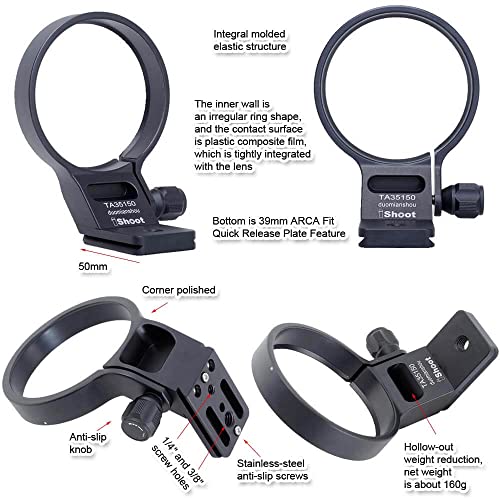 iShoot Metal Lens Collar Tripod Mount Ring Compatible with Tamron 35-150mm f/2-2.8 Di III VXD A058 E Mount, Lens Support Holder Bracket Bottom is Arca-Swiss Fit Quick Release Plate Dovetail Groove