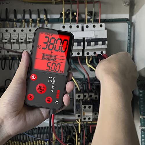 BSIDE Smart Digital Multimeter Tester, Red & Green Backlight with Rechargeable, True RMS Pocket 6000 Counts Auto-Ranging Voltmeter, Measures Resistance Continuity Frequency V-Alert Voltage Live Check