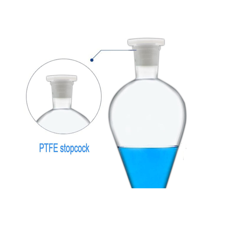 Borosilicate Glass 1000ML Separating Funnel Heavy Wall Conical Separatory Funnel with 24/40 Joints and PTFE Stopcock Lab,Food,pear - 1L 1000.0 Milliliters 1 HD-LA-0202