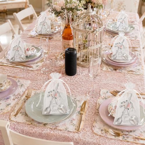 25 Set Bridal Shower Wedding Favors Gifts for Guests Tea Spoon Heart Shape Infuser Ball with Thank You Cards for Tea Party Favors Wedding Souvenirs(Silver) Silver