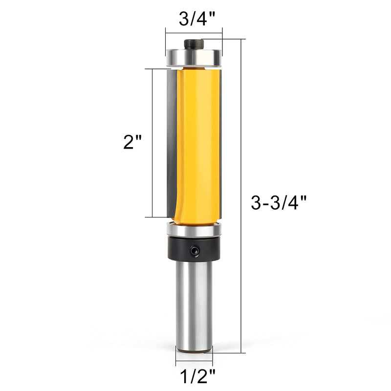 [Australia - AusPower] - 2-Inch Flush Trim Top and Bottom Bearing Router Bit 1/2-Inch Shank 1/2" Shank 2" Length 