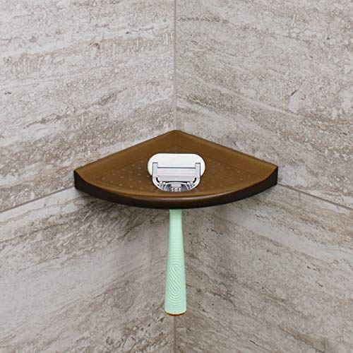 Questech 5" Corner Shower Footrest, Retrofit Shaving Shelf for Inside Shower, Bathroom Storage Corner Caddy Organizer, Metro Flatback, Gold Finish