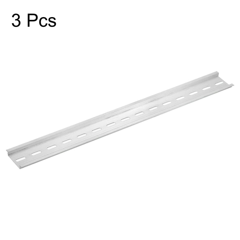 [Australia - AusPower] - MECCANIXITY 3 Pcs DIN Rail Slotted Aluminum Mounting Guide 20" Long 35mm Wide 7.5mm High Silver Tone 500mmx35mmx7.5mm 