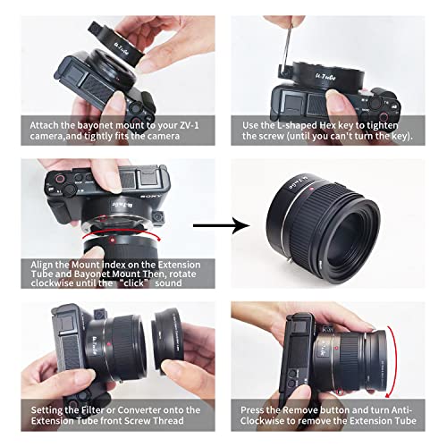 Iboolo&EooEye 2-in-1 Creative 18mm HD Wide Angle & 10x Macro Additional Lens Set for Sony ZV1/Sony ZV-1 Camera with Extension Tube,Bayonet Mount Lens Adapter,Drawstring Pocket