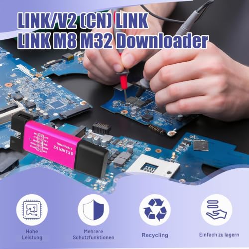 ST-Link V2 Programmer, Mini Programming Adapter, Emulator and Debugger for STM8/STM32 with Dupont Cable, Includes Aluminum Housing, Compatible with Arduino, Random Colors