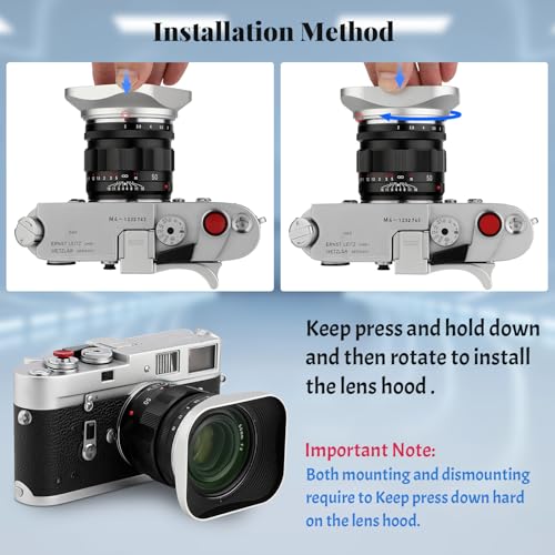 Haoge LH-ZM33 Bayonet Metal Square Lens Hood Shade Compatible with Carl Zeiss Distagon T 1.4/35 35mm f1.4 f/1.4 ZM Lens Sliver [Square - Silver]