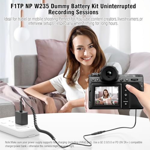 NP-W235 Dummy Battery with USB-C Cable Continuous Power Supply for Fujifilm GFX100 II GFX100S GFX50S II X-H2S X-H2 X-T5 X-T4 X-S20 Camera (NP-W235) NP-W235
