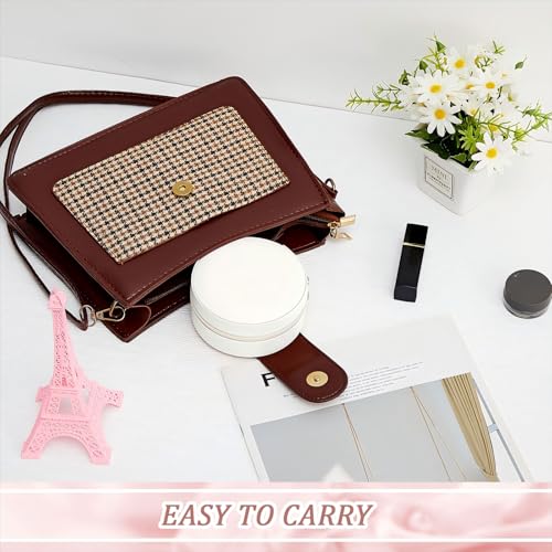 Taiyin 6 Pcs Travel Jewelry Case Bridesmaid Gift Boxes Small Jewelry Travel Organizer Round PU Leather Box Mini Storage for Wedding White