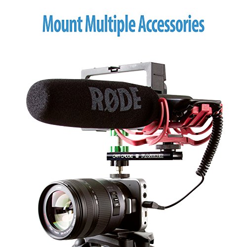 4 Inch Cold Shoe Extension Bracket - Dual Sided Camera Flash Mount with 1/4"-20 Flashner Adapter by Cam Caddie - Black 4 Inch