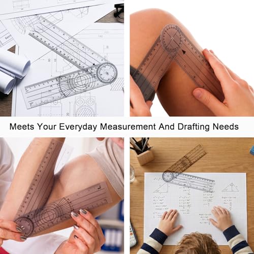 PVC Goniometer Physiotherapy and Tape Measure for Body Measurements Small Tape Measure | For Schneider 60 Inch 150 cm White Transparent 360° Rotation Protractor Physiotherapy Protractor Goniometer