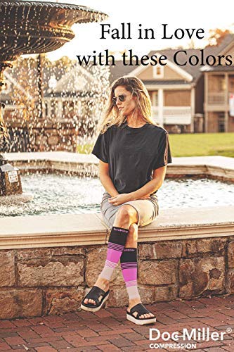 [Australia - AusPower] - Doc Miller Compression Calf Sleeve for Men & Women, Medical Grade, 20-30mmHg Graduated Support for Running, Calf Tear, Shin Splints, Knee High, Calf Sleeves, Stripes Design, Extra Large Size,1 Pair X-Large Black.pink.tan 